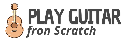 Logotipo do site Tocar Violão do Zero com ícone de violão desenhado e texto em cinza escuro.